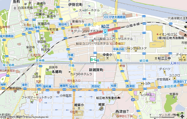 松江コンタクトレンズセンタ－付近の地図
